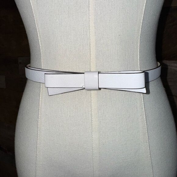 Kate Spade White Leather Bow Belt Minimalist Chic sz S main image 12